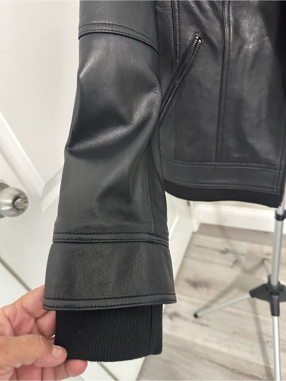 Quince Black Leather Hooded Jacket - Picture 13 of 17